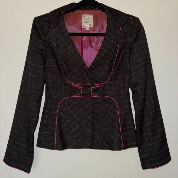 Brown and Pink Bow Blazer ASO Paris Geller - Picture 2 of 7